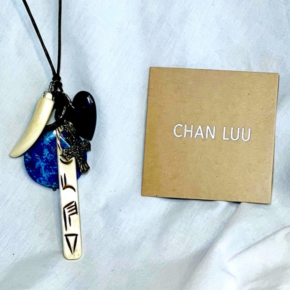 Chan Luu Jewelry - Authentic Chan Luu Lapis, Silver, Tooth & Bone Charm Necklace